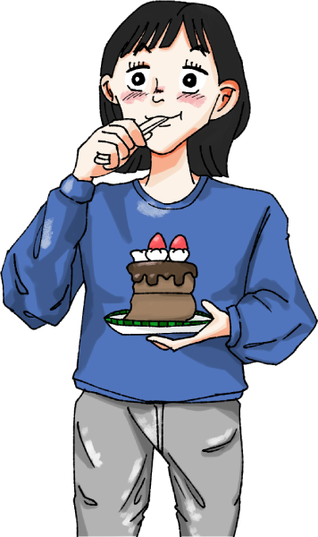 ケーキを食べる女の子のイラスト
