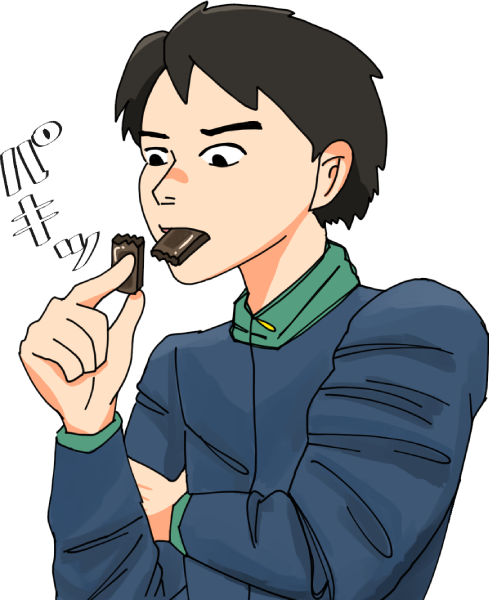 チョコレートを食べる男の人のイラスト
