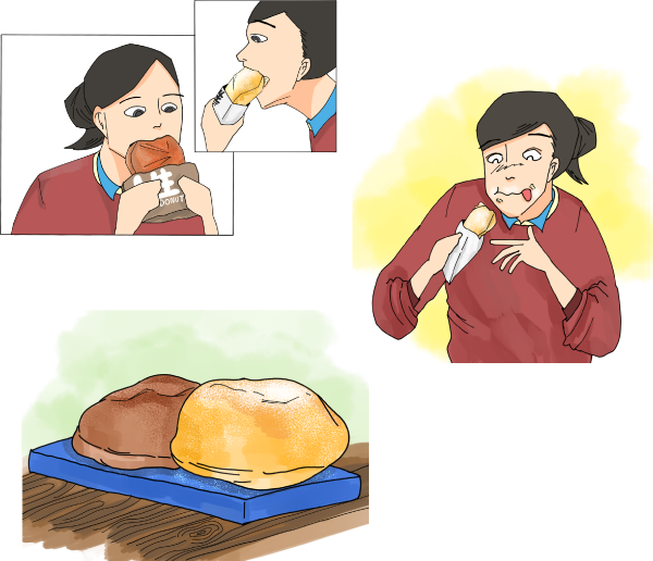 ドーナツを食べる女の人のイラスト