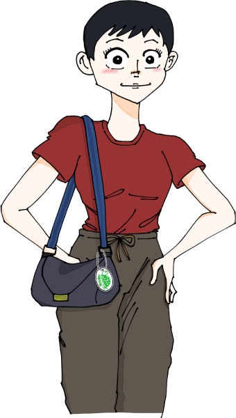 バックを肩にかけた女性のイラスト