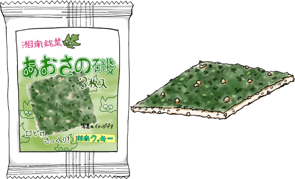 湘南クッキーあおさの磯のイラスト