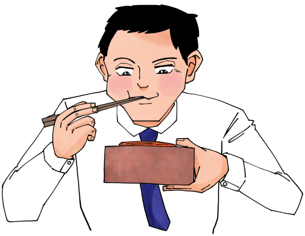 鰻を食べる男の人のイラスト