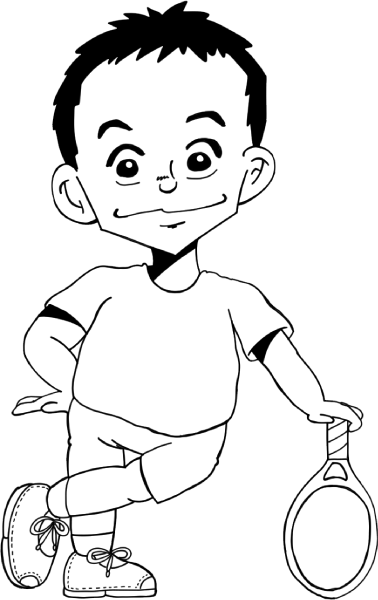 ラケットを左手に持ってポーズをとる男の子のイラスト