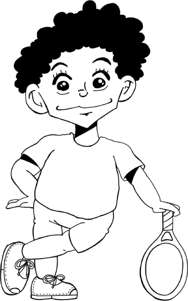 ラケットを左手に持ってポーズをとる男の子のイラスト