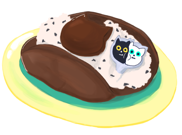 ファミニャル　クロネコのオムレットのイラスト