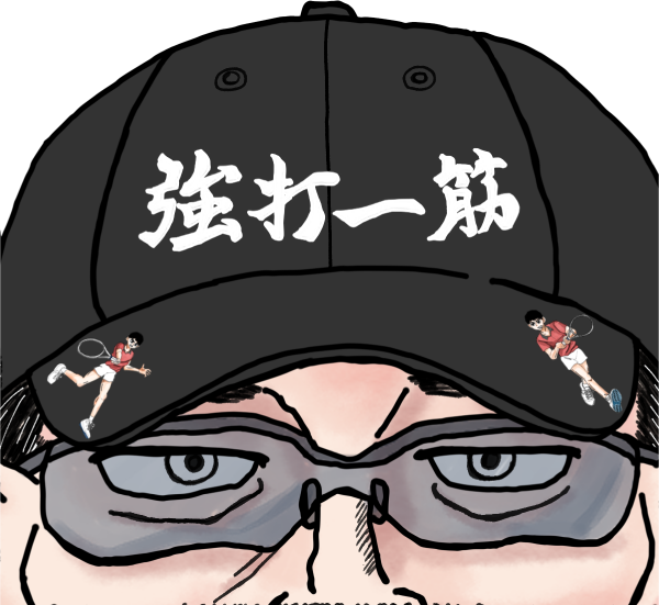 強打一筋と刺繍された帽子を被る男の人のイラスト