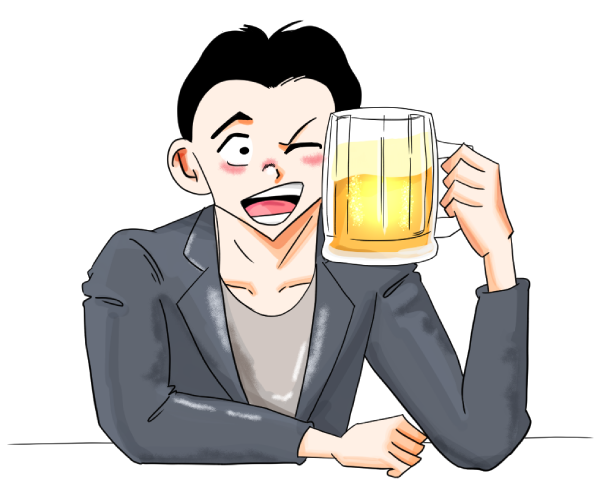 ビールを飲む男の人のイラスト