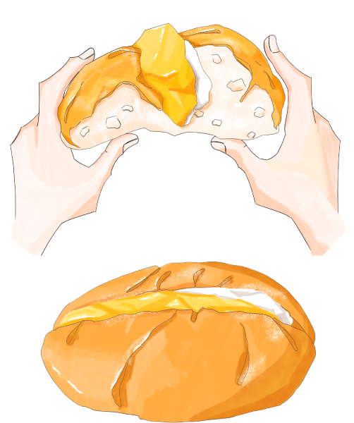 ファミリーマート生フランスパン（カスタード＆ホイップ）のイラスト