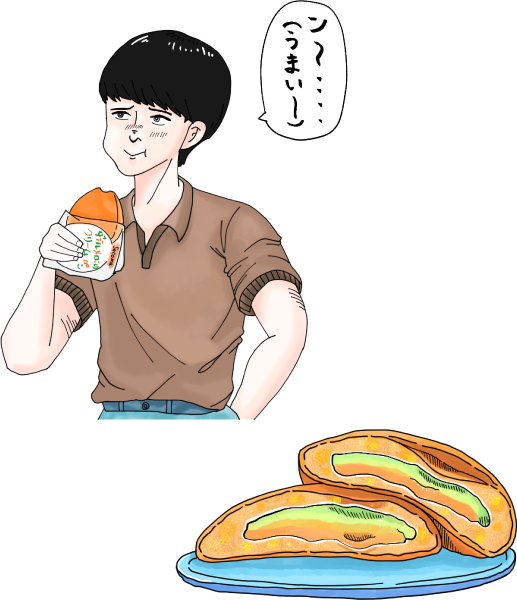 パンを食べる人のイラスト